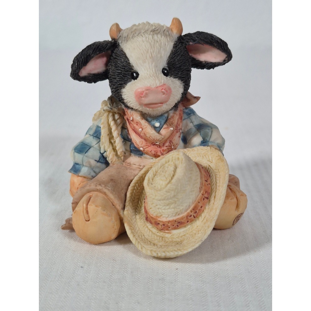 1993 Enesco Mary Rhyner "Chip" Cow Figurine Western Cowboy 627704